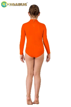 BODY DANZA COLLO ALTO LYCRA ARANCIONE BAMBINA
